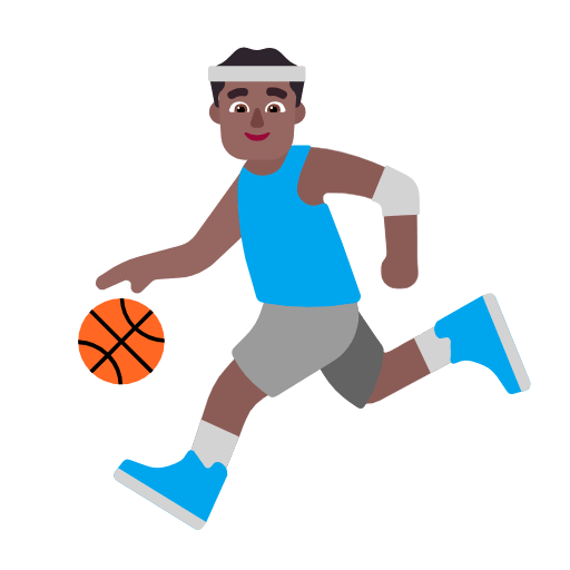 Microsoft design of the man bouncing ball: medium-dark skin tone emoji verson:Windows-11-23H2