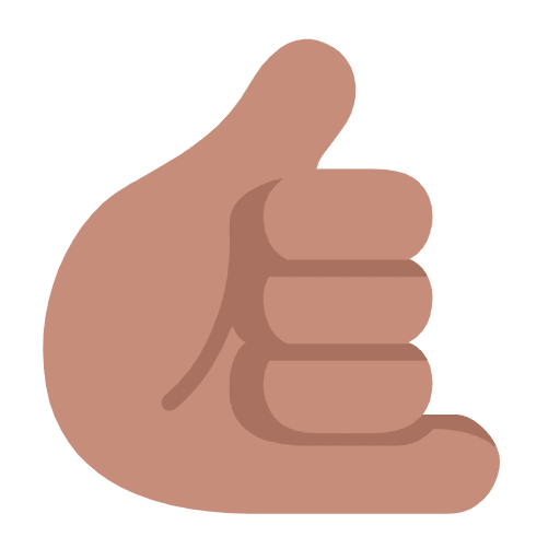 Microsoft design of the call me hand: medium skin tone emoji verson:Windows-11-23H2