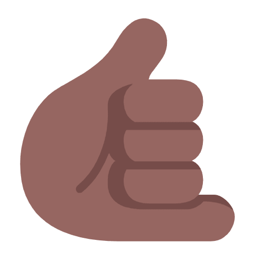 Microsoft design of the call me hand: medium-dark skin tone emoji verson:Windows-11-23H2