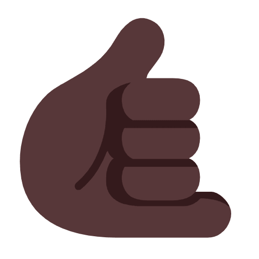 Microsoft design of the call me hand: dark skin tone emoji verson:Windows-11-23H2