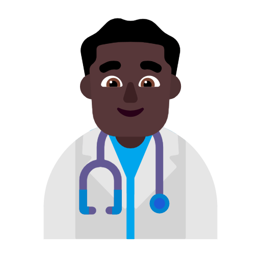 Microsoft design of the man health worker: dark skin tone emoji verson:Windows-11-23H2