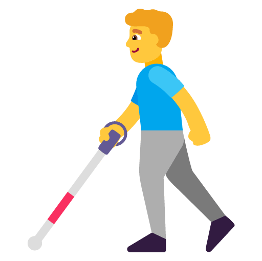 Microsoft design of the man with white cane emoji verson:Windows-11-22H2