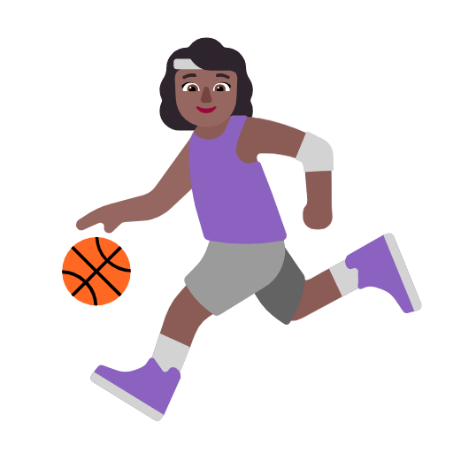 Microsoft design of the woman bouncing ball: medium-dark skin tone emoji verson:Windows-11-23H2