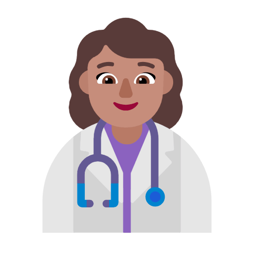 Microsoft design of the woman health worker: medium skin tone emoji verson:Windows-11-23H2