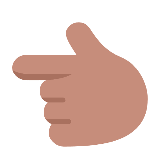 Microsoft design of the backhand index pointing left: medium skin tone emoji verson:Windows-11-23H2