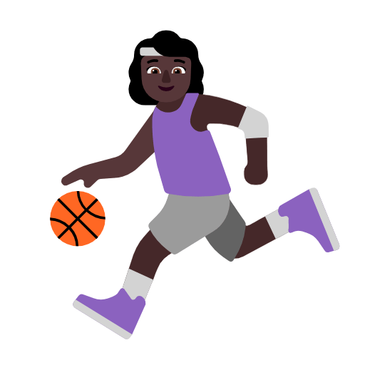 Microsoft design of the woman bouncing ball: dark skin tone emoji verson:Windows-11-23H2