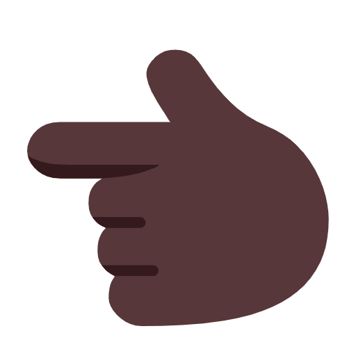 Microsoft design of the backhand index pointing left: dark skin tone emoji verson:Windows-11-23H2