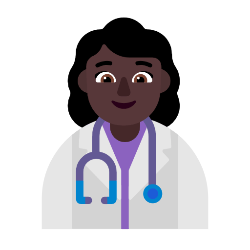 Microsoft design of the woman health worker: dark skin tone emoji verson:Windows-11-23H2