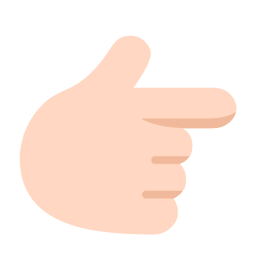 Microsoft design of the backhand index pointing right: light skin tone emoji verson:Windows-11-23H2