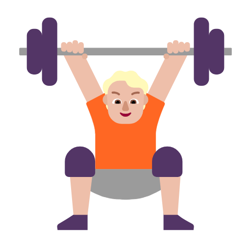 Microsoft design of the person lifting weights: medium-light skin tone emoji verson:Windows-11-23H2
