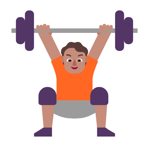 Microsoft design of the person lifting weights: medium skin tone emoji verson:Windows-11-23H2