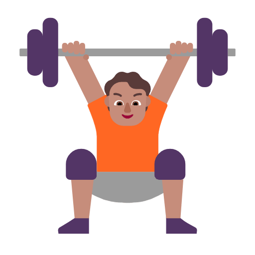Microsoft design of the person lifting weights: medium skin tone emoji verson:Windows-11-23H2