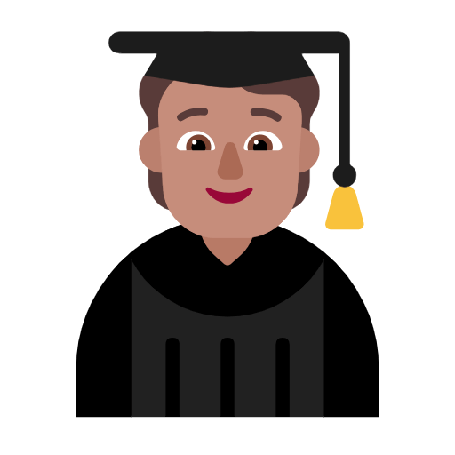 Microsoft design of the student: medium skin tone emoji verson:Windows-11-23H2