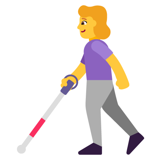 Microsoft design of the woman with white cane emoji verson:Windows-11-22H2