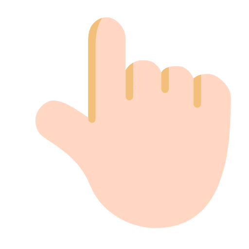 Microsoft design of the backhand index pointing up: light skin tone emoji verson:Windows-11-23H2