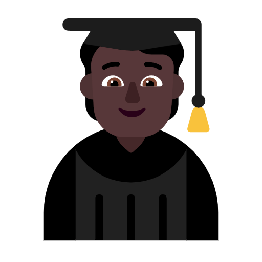 Microsoft design of the student: dark skin tone emoji verson:Windows-11-23H2