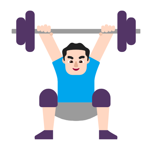Microsoft design of the man lifting weights: light skin tone emoji verson:Windows-11-23H2