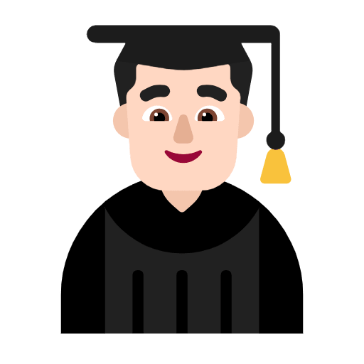 Microsoft design of the man student: light skin tone emoji verson:Windows-11-23H2
