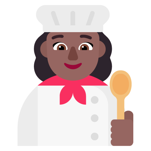 Microsoft design of the woman cook: medium-dark skin tone emoji verson:Windows-11-22H2