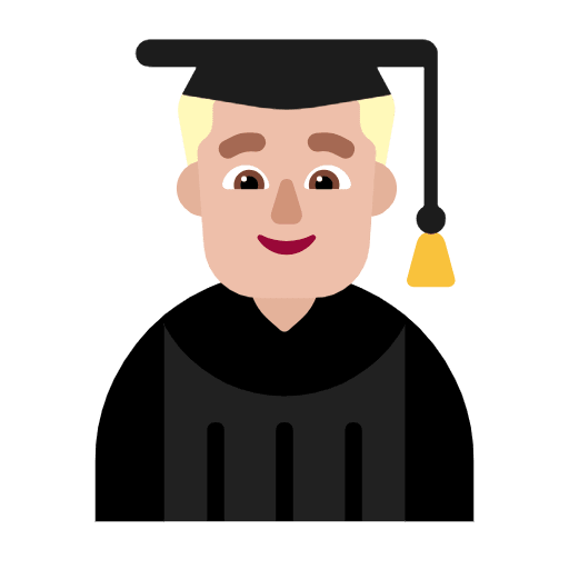 Microsoft design of the man student: medium-light skin tone emoji verson:Windows-11-23H2