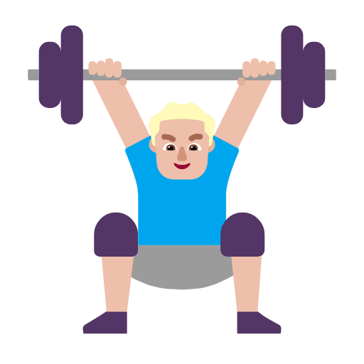 Microsoft design of the man lifting weights: medium-light skin tone emoji verson:Windows-11-23H2
