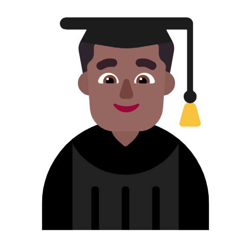 Microsoft design of the man student: medium-dark skin tone emoji verson:Windows-11-23H2