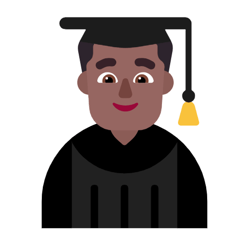 Microsoft design of the man student: medium-dark skin tone emoji verson:Windows-11-23H2