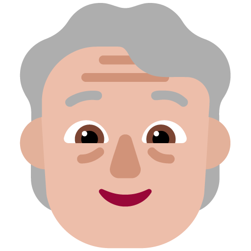 Microsoft design of the older person: medium-light skin tone emoji verson:Windows-11-22H2