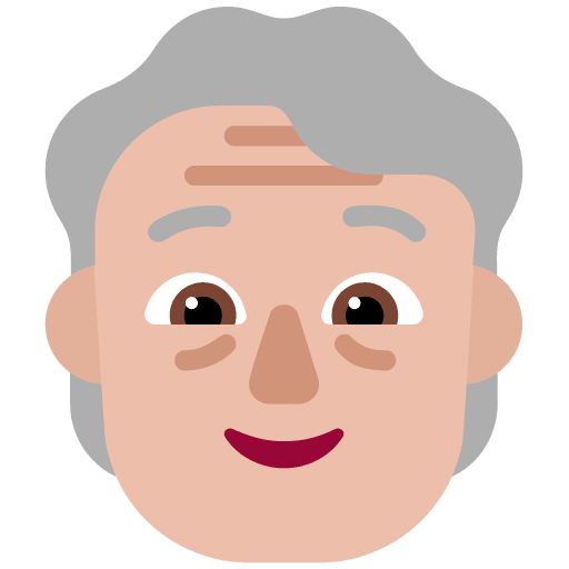 Microsoft design of the older person: medium-light skin tone emoji verson:Windows-11-22H2