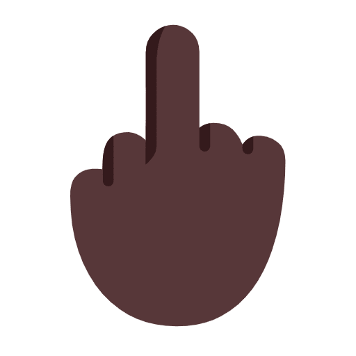 Microsoft design of the middle finger: dark skin tone emoji verson:Windows-11-23H2