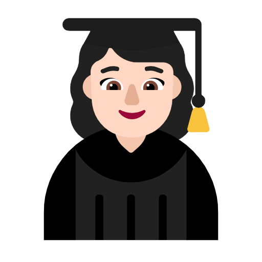 Microsoft design of the woman student: light skin tone emoji verson:Windows-11-23H2