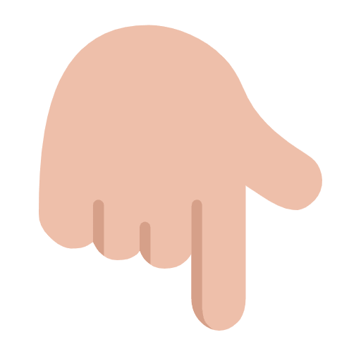 Microsoft design of the backhand index pointing down: medium-light skin tone emoji verson:Windows-11-23H2