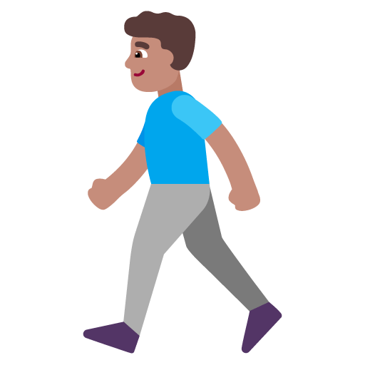 Microsoft design of the man walking: medium skin tone emoji verson:Windows-11-22H2