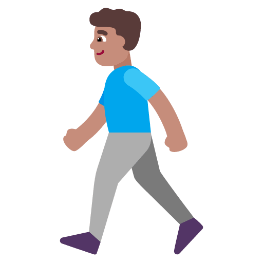 Microsoft design of the man walking: medium skin tone emoji verson:Windows-11-22H2