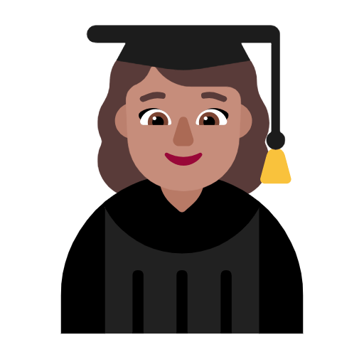 Microsoft design of the woman student: medium skin tone emoji verson:Windows-11-23H2