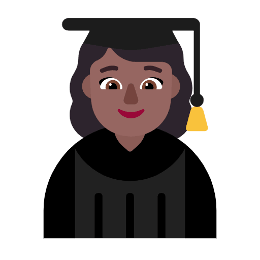 Microsoft design of the woman student: medium-dark skin tone emoji verson:Windows-11-23H2