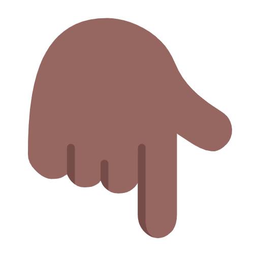 Microsoft design of the backhand index pointing down: medium-dark skin tone emoji verson:Windows-11-23H2