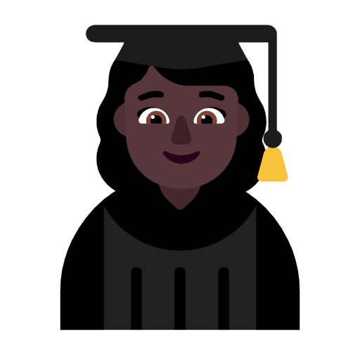 Microsoft design of the woman student: dark skin tone emoji verson:Windows-11-23H2