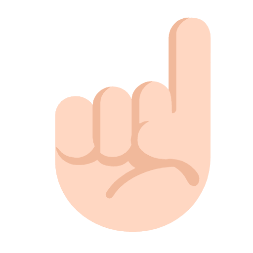 Microsoft design of the index pointing up: light skin tone emoji verson:Windows-11-23H2