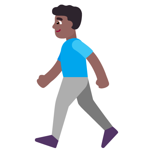 Microsoft design of the man walking: medium-dark skin tone emoji verson:Windows-11-22H2