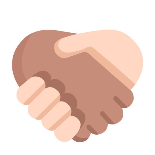 Microsoft design of the handshake: medium skin tone light skin tone emoji verson:Windows-11-23H2