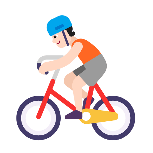 Microsoft design of the person biking: light skin tone emoji verson:Windows-11-23H2
