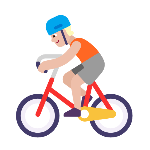 Microsoft design of the person biking: medium-light skin tone emoji verson:Windows-11-23H2