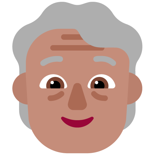 Microsoft design of the older person: medium skin tone emoji verson:Windows-11-22H2