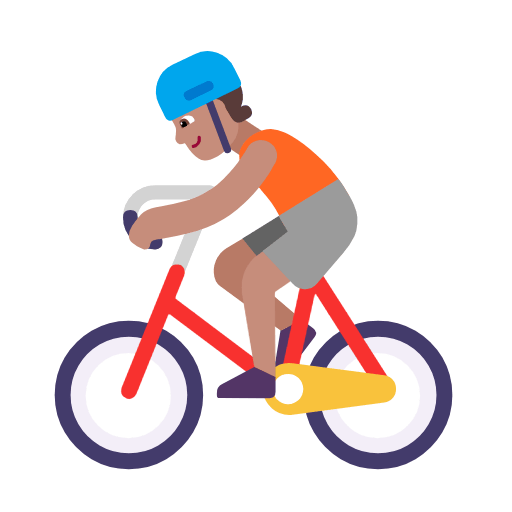 Microsoft design of the person biking: medium skin tone emoji verson:Windows-11-23H2
