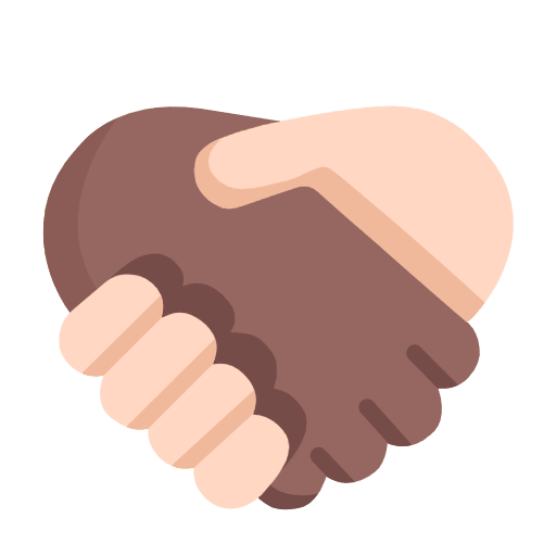 Microsoft design of the handshake: medium-dark skin tone light skin tone emoji verson:Windows-11-23H2
