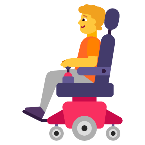 Microsoft design of the person in motorized wheelchair emoji verson:Windows-11-22H2