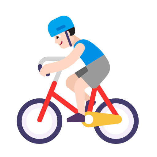 Microsoft design of the man biking: light skin tone emoji verson:Windows-11-23H2