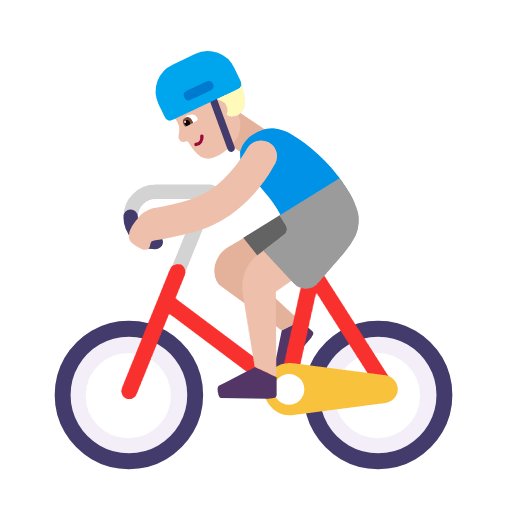 Microsoft design of the man biking: medium-light skin tone emoji verson:Windows-11-23H2