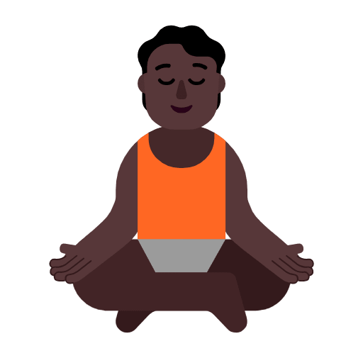 Microsoft design of the person in lotus position: dark skin tone emoji verson:Windows-11-23H2
